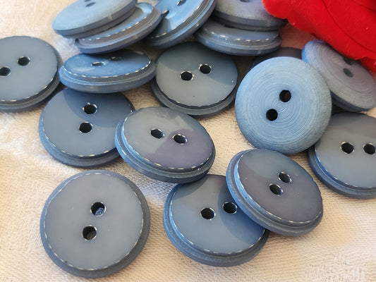 Lot 6  boutons vintage bleu effet couture gros 2,5 cm ou 25 mm ref 6528