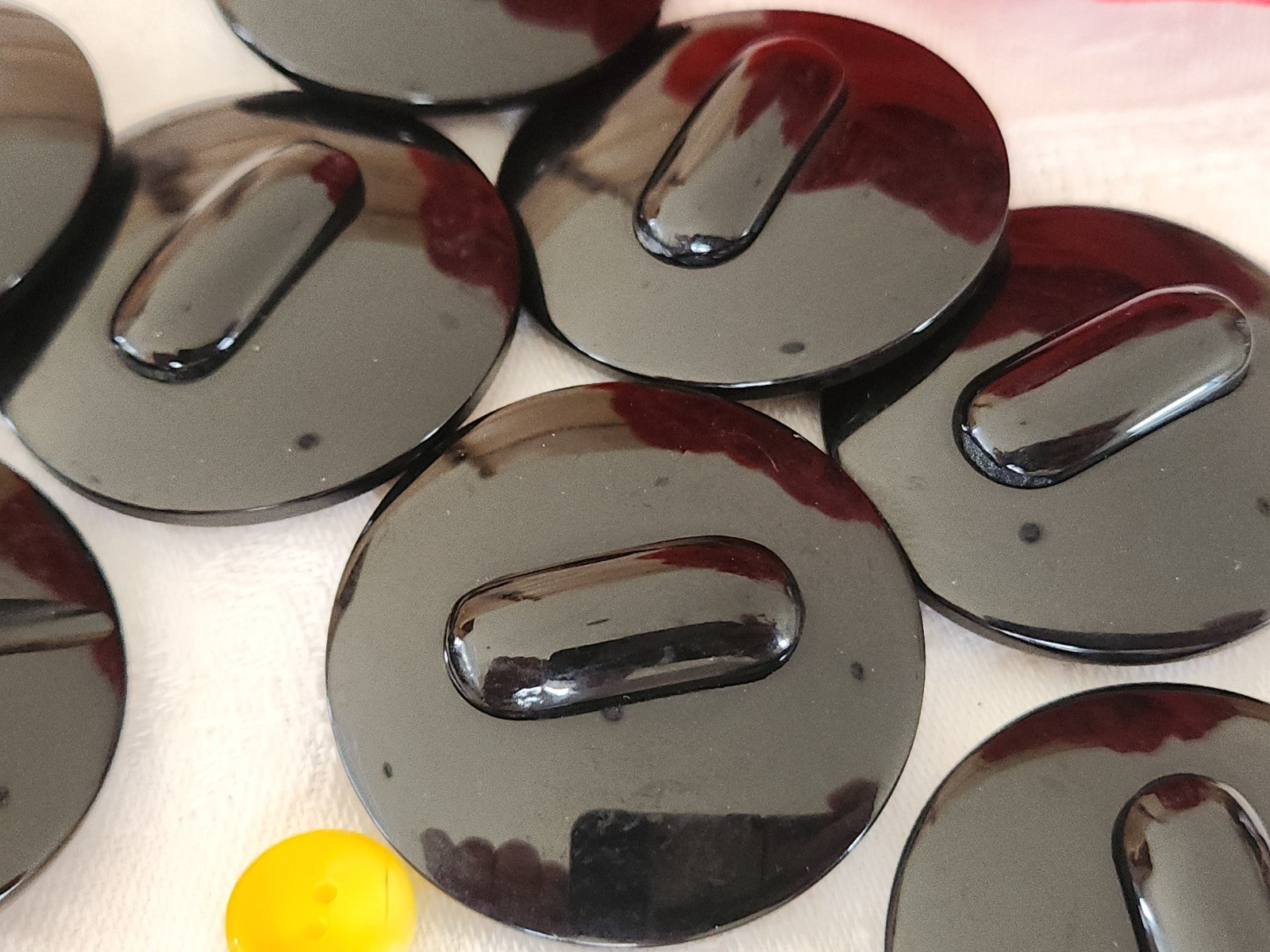 lot 6 énormes boutons vintage noir pied xxl 3,8 cm ref 5963