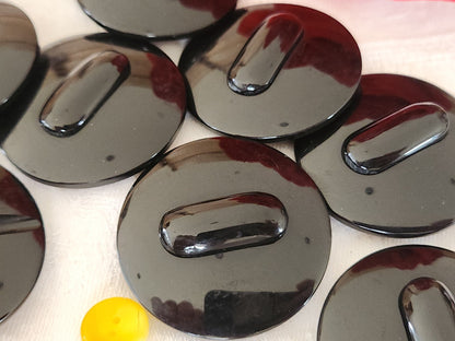 lot 6 énormes boutons vintage noir pied xxl 3,8 cm ref 5963