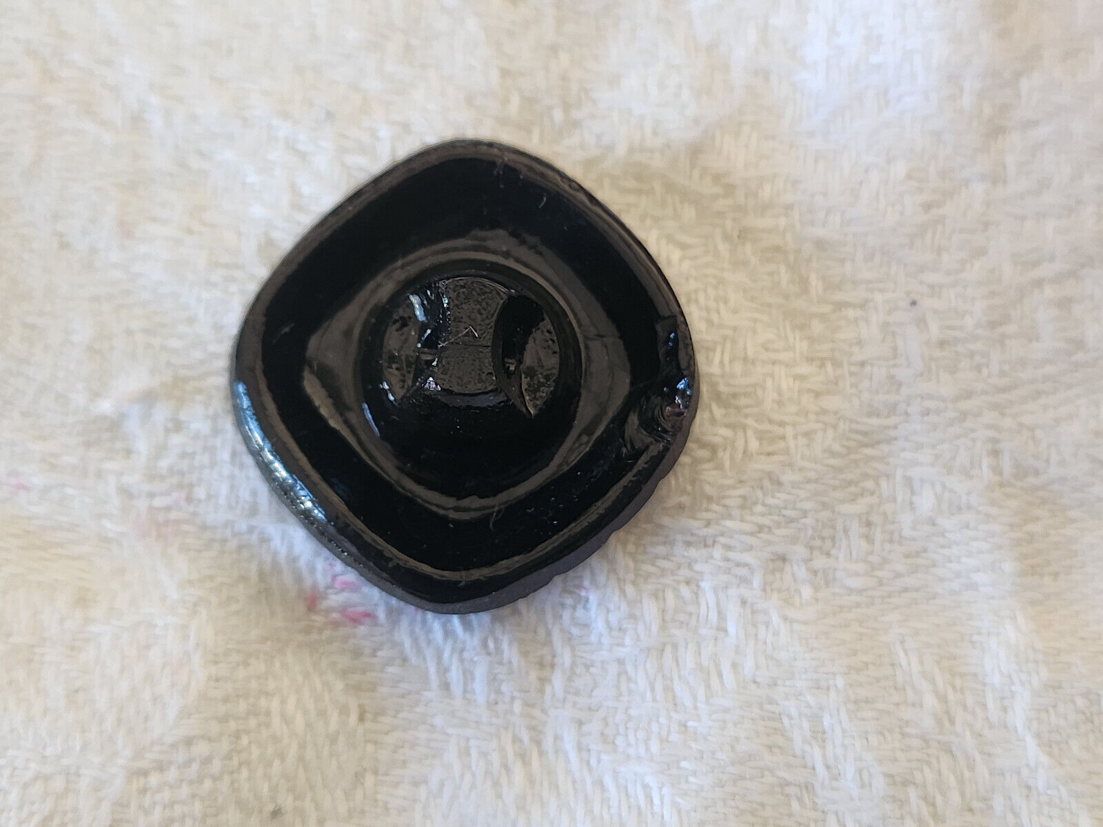 Bouton ancien en verre noir avec strass effet bronze vintage 2 cm D7A