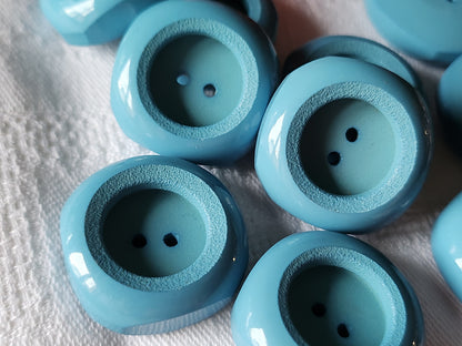 Lot 6 gros et épais boutons vintage bleu 2,6  cm lourd ref 3102