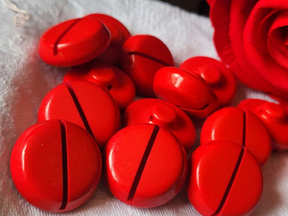 Lot 6 boutons vintage à pied rouge volumineux lourd 2,3 cm ref 3924 **