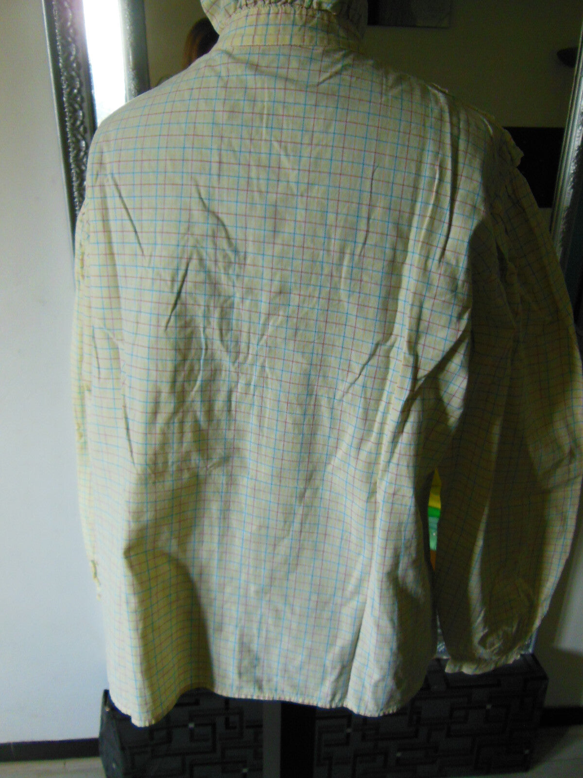 Pur vintage ancienne blouse haut manche longue jaune carreaux 42/44?   B5