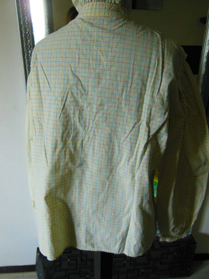 Pur vintage ancienne blouse haut manche longue jaune carreaux 42/44?   B5