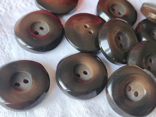 Lot 6 gros boutons vintage marron effet corne trou 2,7 cm ref 3931 **