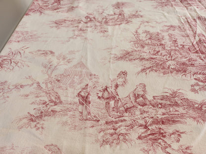 Ancien coupon de tissu  jouy  teinte passée deja utilisée 134 sur 180 cm B7