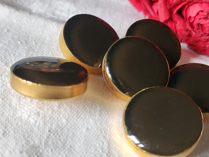 Lot 6 superbes boutons vintage en métal doré marron épais 2,2 cm ref 1600