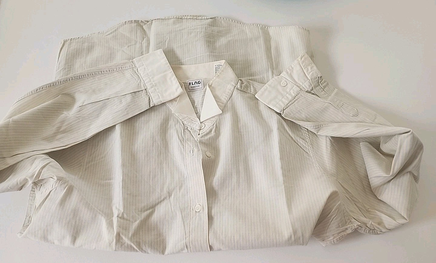 Pur vintage jolie chemise ancienne rayé jaune bleu 38? ref portant