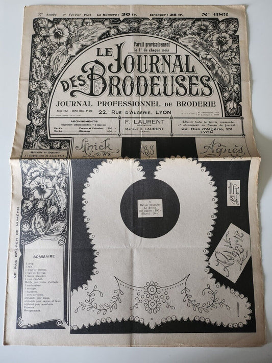 Le journal des brodeuses 1952  n° 683 alphabet combinaison berceau corsage