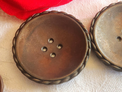 Duo gros boutons vintage en métal incurvé mat xxl 3,6 cm ref 2772