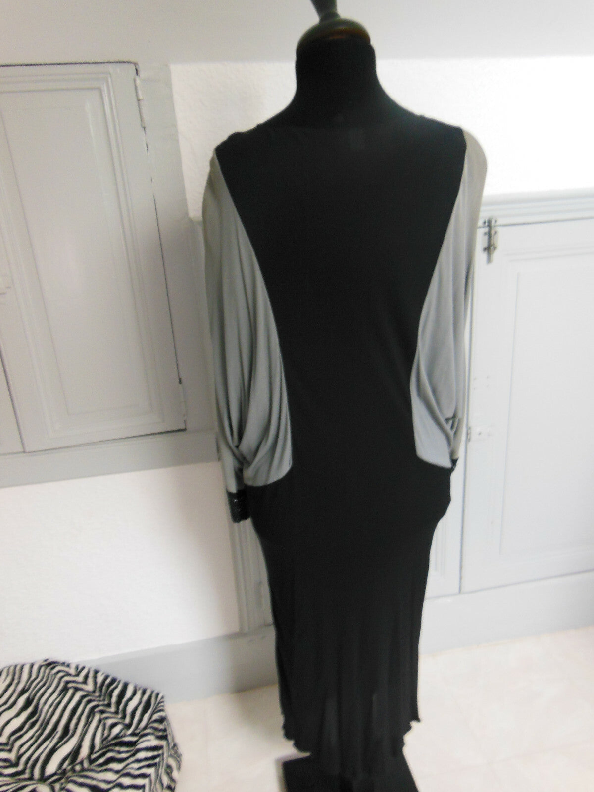 Pur vintage robe année 80 gris noir perle en verre T38/40  B4