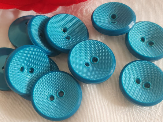Lot 10 boutons vintage bleu canard texturé à trous  2,2 cm ref 6298