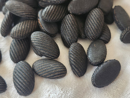 Lot 68 anciens cabochons en tissu 1,1 cm / 2,1 cm noir vers 1900 T7