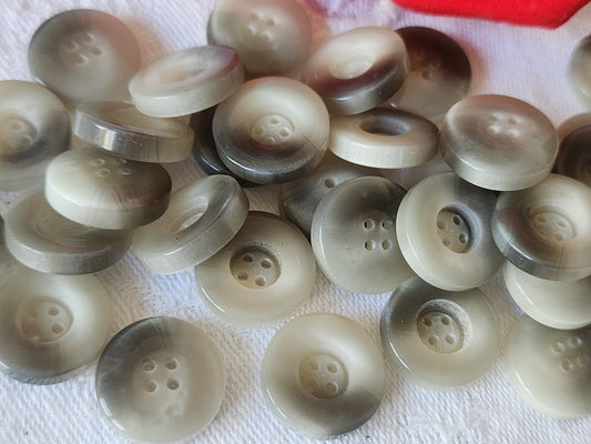 Lot 30 boutons vintage  gris chiné camaieu 1,5 cm trou ref 722