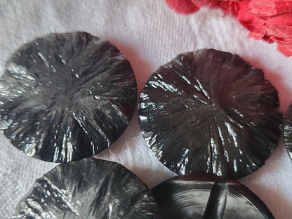 Lot 6 enormes boutons vintage gris pied texturé 3,1 cm ref 2364