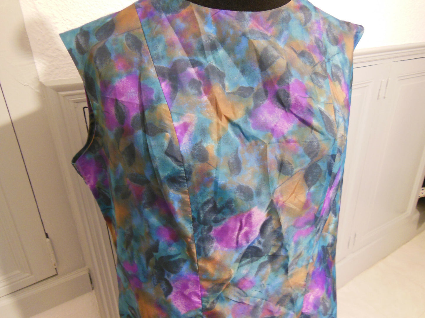 Pur vintage ancienne robe sans doublure vert violet T44/46 ? ref PORT