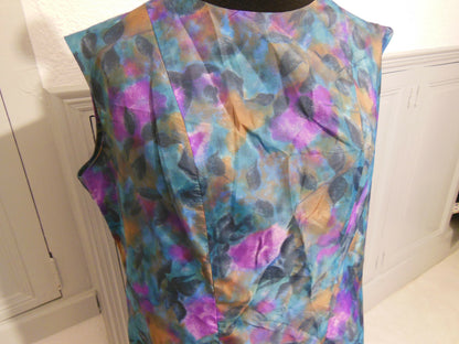 Pur vintage ancienne robe sans doublure vert violet T44/46 ? ref PORT