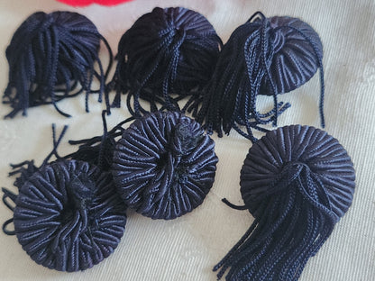 Lot 6 boutons anciens vintage passementerie bleu pendant 2,5 cm ref 6401