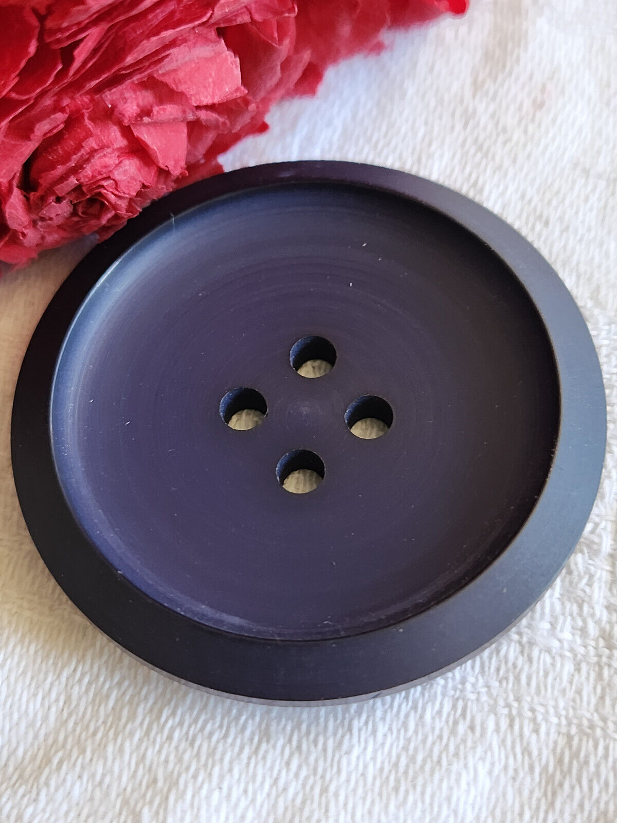 Enorme bouton vintage bleu foncé mat glet veste 4,4 cm XXL 44 mm ref 5716