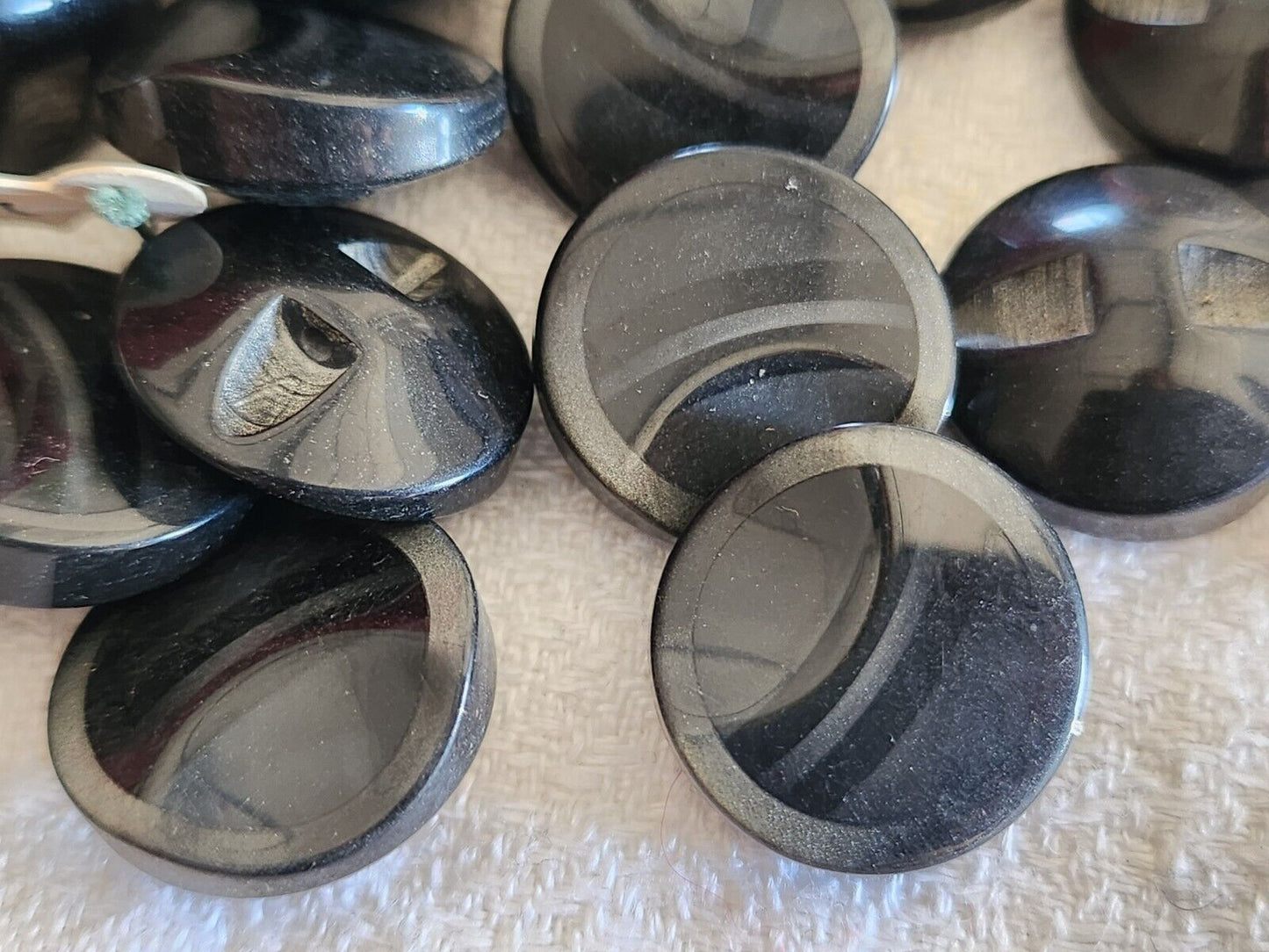 Lot 6 boutons vintage gris veiné épais inclusion pied 1,7 cm ref 3058