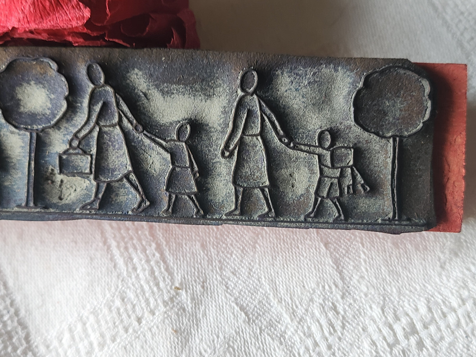 Tampon ancien frise idéale broderie école rentrée  collection 16  cm  n°55