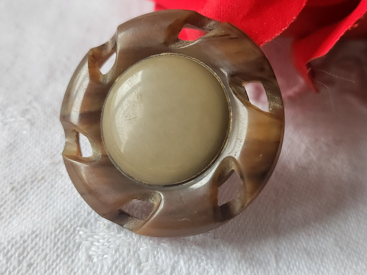 Gros bouton ancien galalithe jaspé collection art deco 3,6 cm D6K