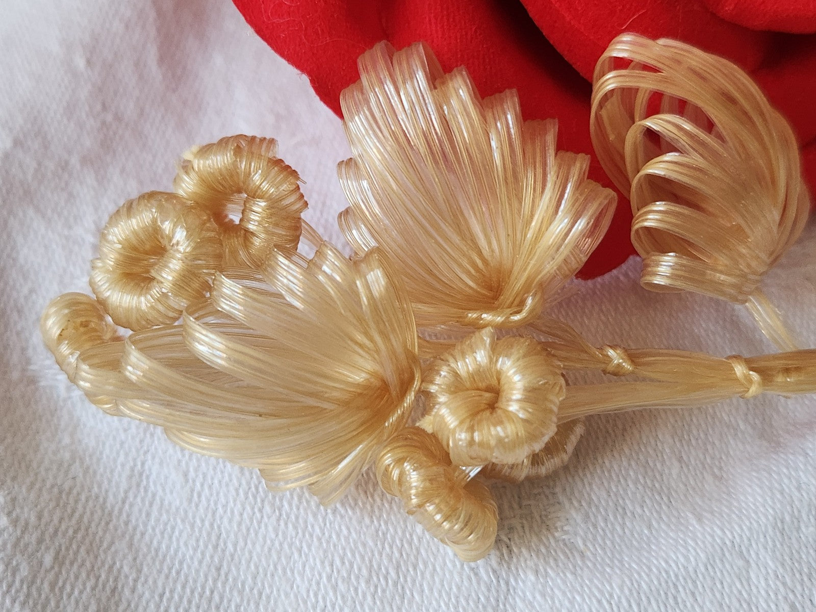 Petit bouquet ancien beige original fait main modiste chapeau vintage T0-28
