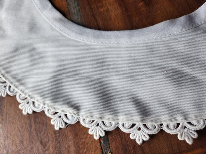 Ancien col motif  dentelle tissu tramé vintage B1-8