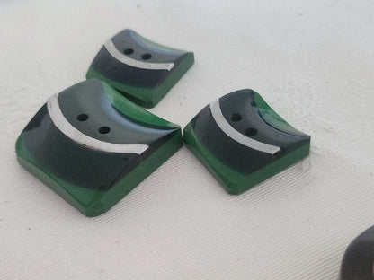 Collection trio boutons anciens bicolore vert metal 2,7 et  2 cm D17B