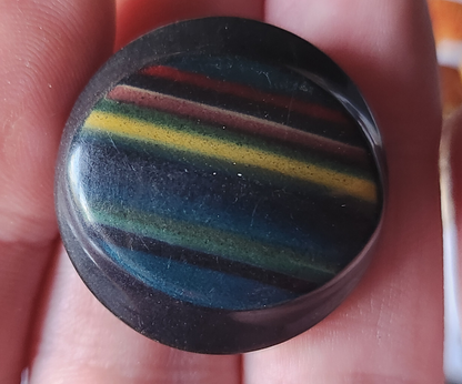 Bouton ancien en celluloïd pétillant multicolore  diamètre: 2,7 cm G8I