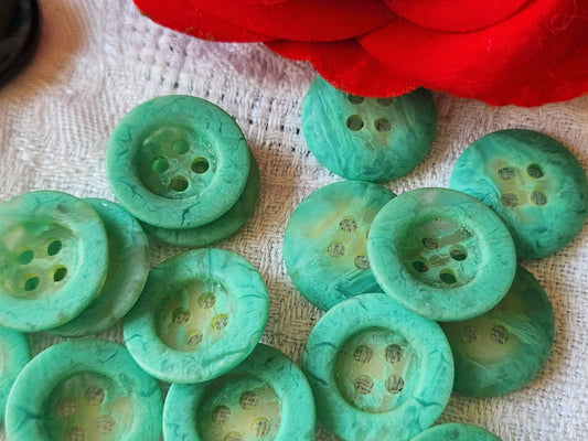Lot 15 boutons vintage Bbleu turquoise à trous 1,8 cm ref 6020