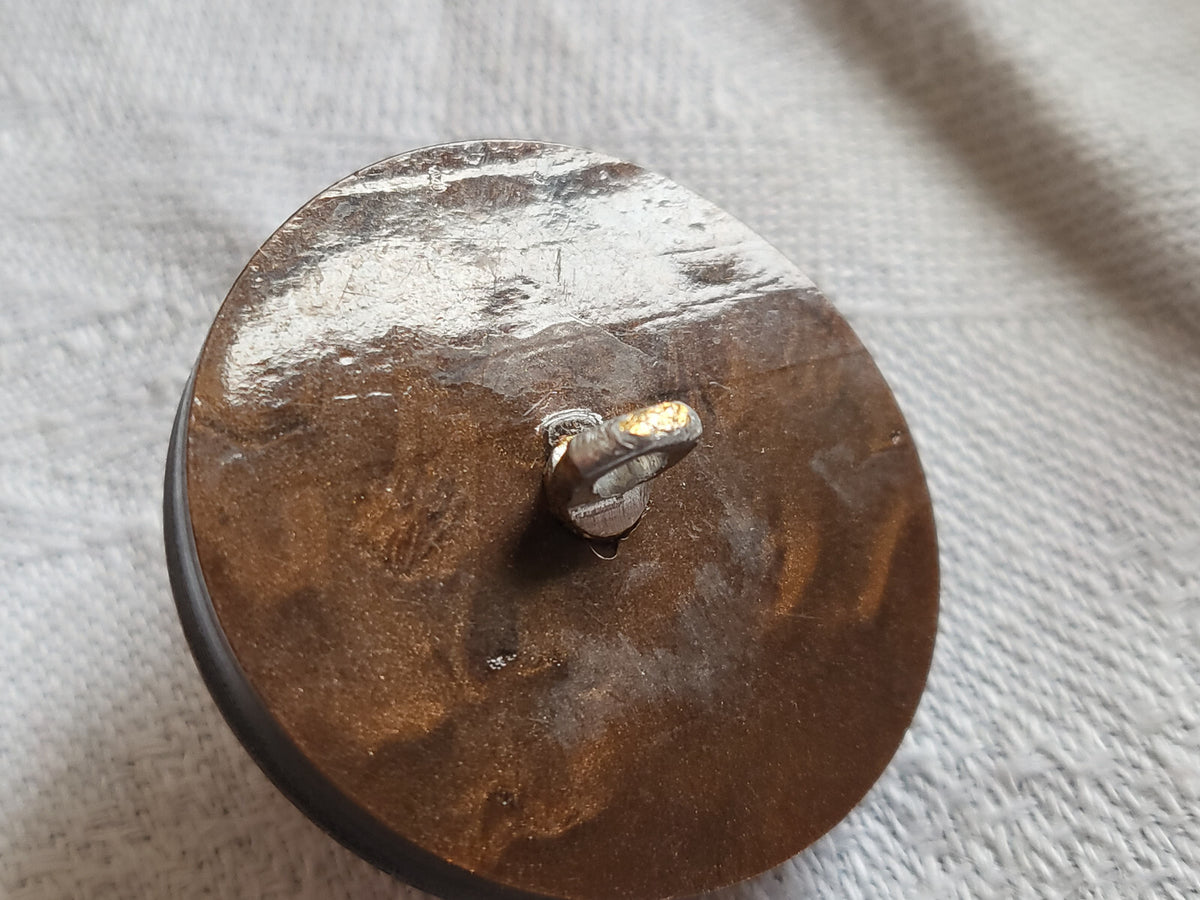 Gros bouton ancien cœur doré collection marron pied 3 cm 30 mm D17l
