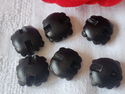 Lot 6 boutons vintage en résine marron tablette pied 1,7 cm motif carré ref 1442