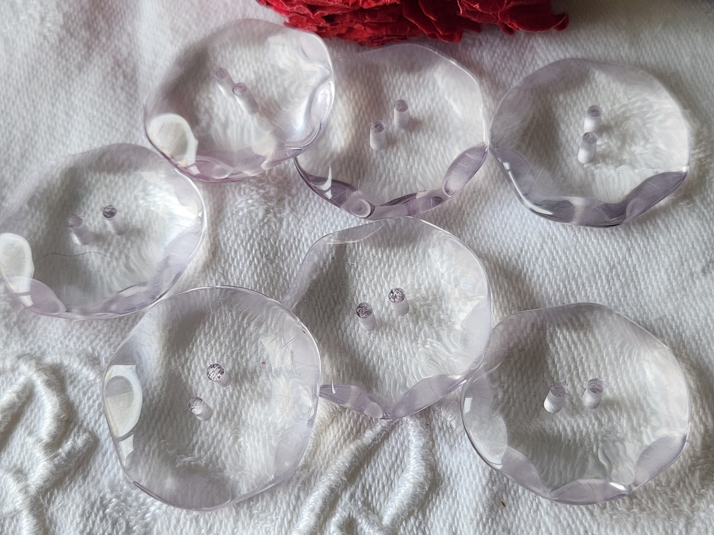 Lot 7 boutons vintage parme effet strass ovale épais gros 2,8 cm ref 5939