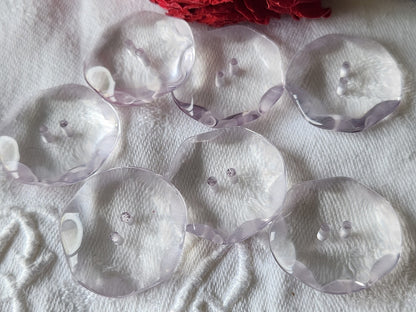 Lot 7 boutons vintage parme effet strass ovale épais gros 2,8 cm ref 5939