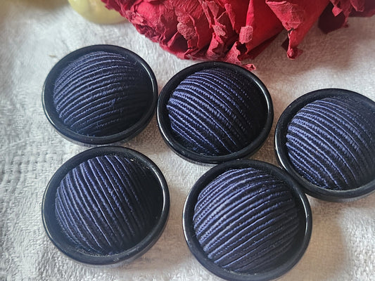 lot 5 gros boutons anciens vintage passementerie bleu 2,6 cm  ref 2509