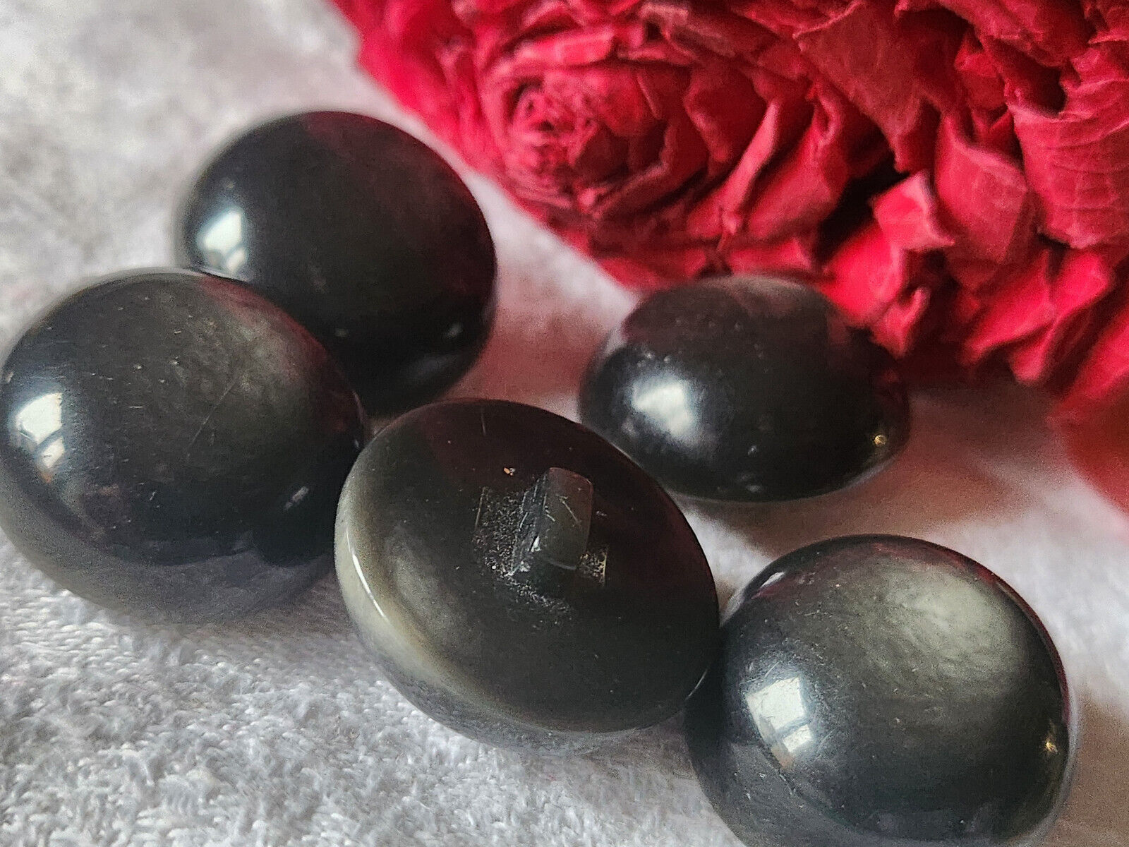 Lot 5 boutons vintage delmi sphere gris bombé 2,1 cm ref 569