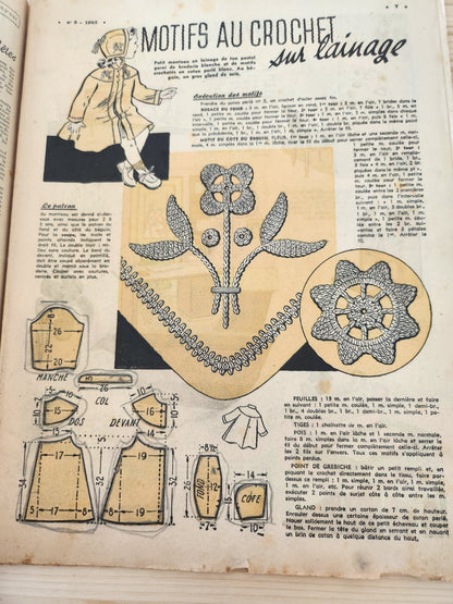 Le petit echo de la mode 1952 n°8 motif au crochet sur lainage  couvre théière