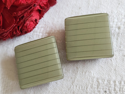 Duo gros boutons vintage parurier collection carré gris 2,8 cm ref 1214