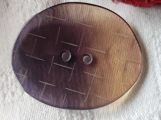 Collection gros bouton vintage fumé violet 3,6 sur 4,5 cm G17G