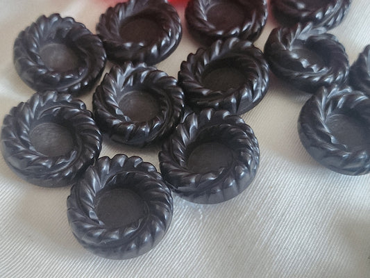Lot 6 boutons vintage marron haut texturé mat pied 2,2 cm ref 6204