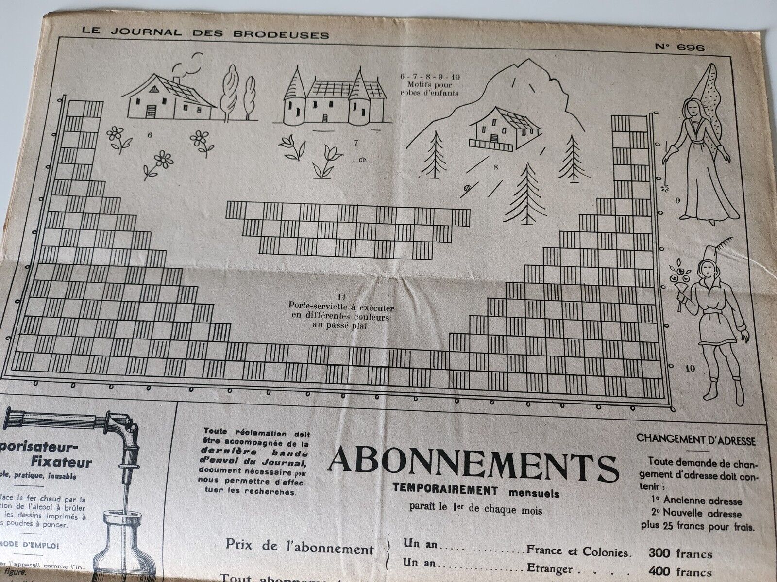 Le journal des brodeuses 1953  n° 696 lingerie aumônière brassards alphabet