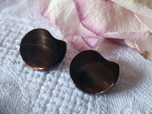 Duo boutons anciens en nacre marron originaux vintage 1,7 cm D14F