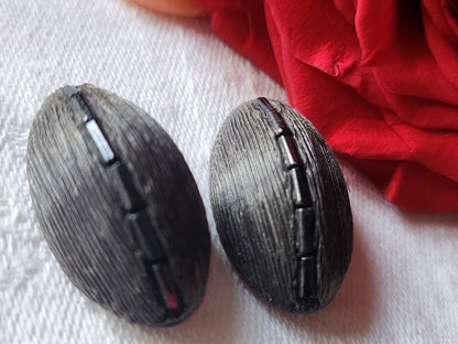 Duo boutons vintage parurier collection resine gris 2,7 cm sur 1,5 cm  G17B