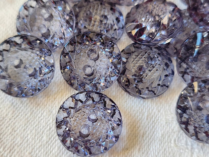 Lot 15  boutons bleu transparent acrylique 1,5 cm ref 1732