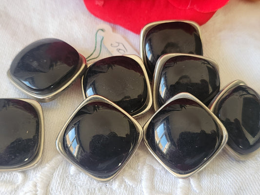 Lot 5 boutons vintage noir argenté pied 2,1 cm ref 3353