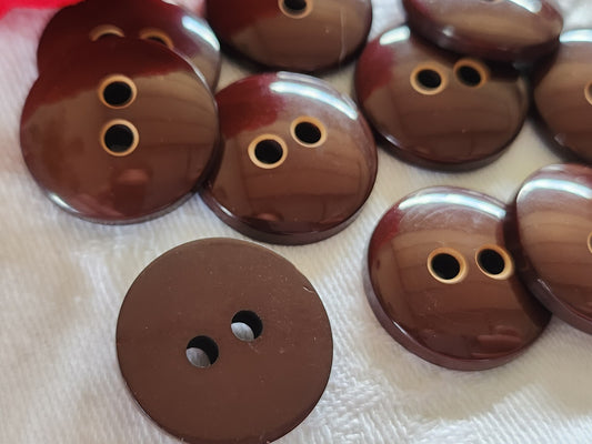 Lot 11 boutons vintage marron deux tons lumineux trous 2,1 cm ref 1973