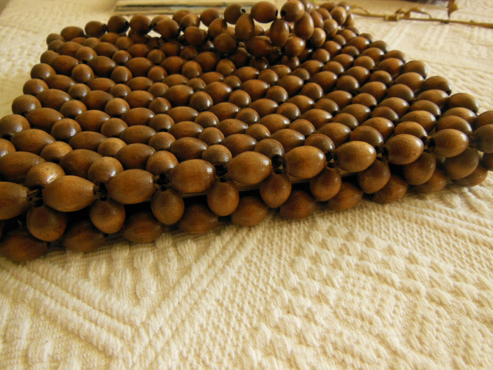 Rigolo ancien sac en main perle en bois vintage petit pochette mignon