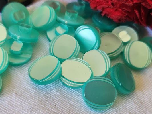 Lot 20 petits boutons vintage à pied vert d'eau bleu 1,3 cm  lumineux ref 4920