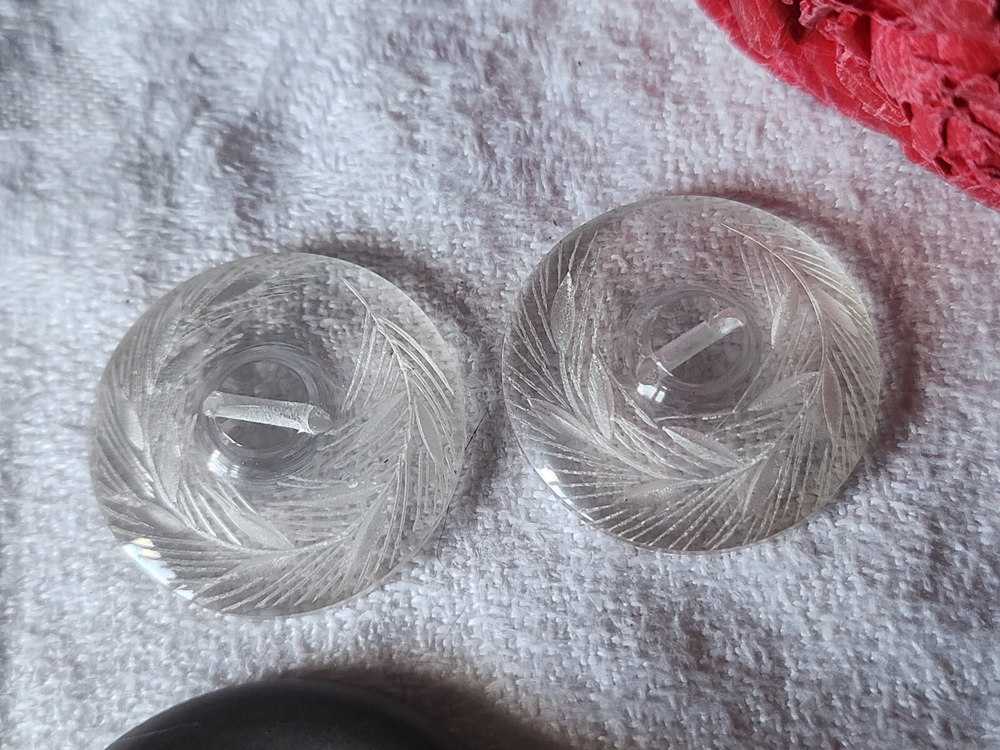 Duo bouton ancien lucite plexis épis de blé à pied  2,6 cm ref 1038
